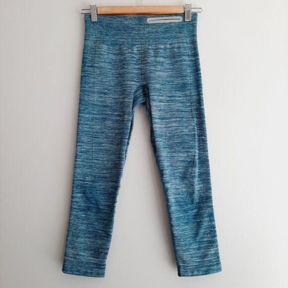 UNDER ARMOUR HeatGear Compression Crop Athletic Leggings Melange Blue Sz S - Picture 15 of 15